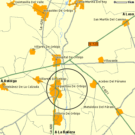Veguellina en el mapa - Detalle